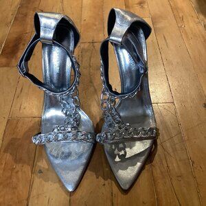 Ibiza Chain High Heels - Silver - Size 39